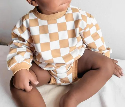 Miniatura 37 de Karuedoo Sudadera a cuadros para bebé niño y niña, mameluco de gran tamaño, manga larga, con burbujas, ropa neutra para otoño