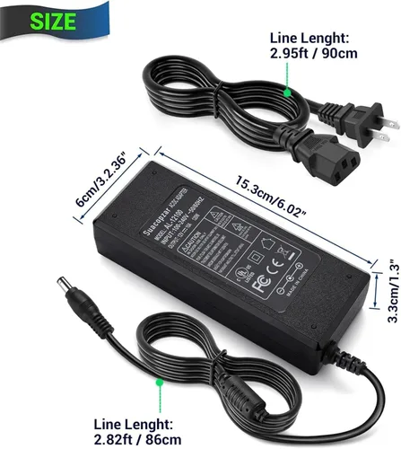 Miniatura 7 de AC 100-240V a DC 12V 10A Adaptador de fuente de alimentación Convertidor Transformador, 12 voltios 10 amperios Transformador de potencia 0.217x0.098