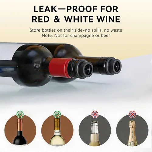 Miniatura 4 de Juego de bomba de vacío de vino y 2 tapones, conservador de vino reutilizable para sellado hermético, mantiene el vino fresco durante más tiempo