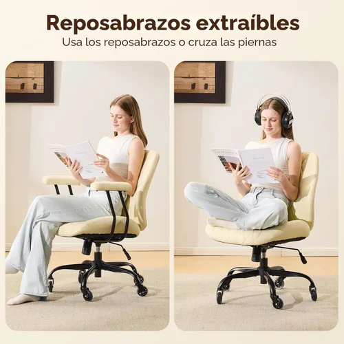Miniatura 5 de YFO Silla de escritorio para oficina en casa, ruedas de goma, ergonómica, con soporte lumbar, altura ajustable, giratoria, reposabrazos ejecutivo