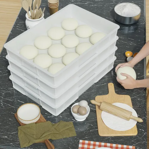 Miniatura 7 de Paquete de 2 cajas de masa apilables para pizza con 2 tapas Plastic, Bread Container, Dough Trays, airtight lid keeps dough fresh, fits neatly in