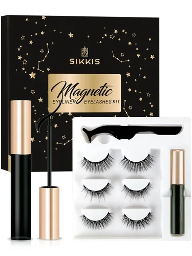 Pestañas magnéticas con delineador de ojos, kit de pestañas magnéticas reutilizables 3D con aplicador, pestañas postizas de aspecto natural, sin