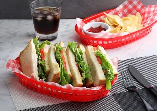 Miniatura 6 de New Star Foodservice 44065 - Cestas de comida rápida, 10.5 x 7 pulgadas, juego de 12, color rojo