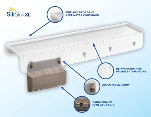 Miniatura 4 de SiliSink XL Protector de borde de silicona para fregadero de cocina, se adapta a 3.75 a 4 pulgadas de ancho, el protector de piedra original