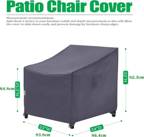 Miniatura 2 de F&J Outdoors Fundas para Sillas de Patio Impermeables Resistentes a los Rayos UV de Servicio Pesado para Silla de Exterior Silla Adirondack, Gris
