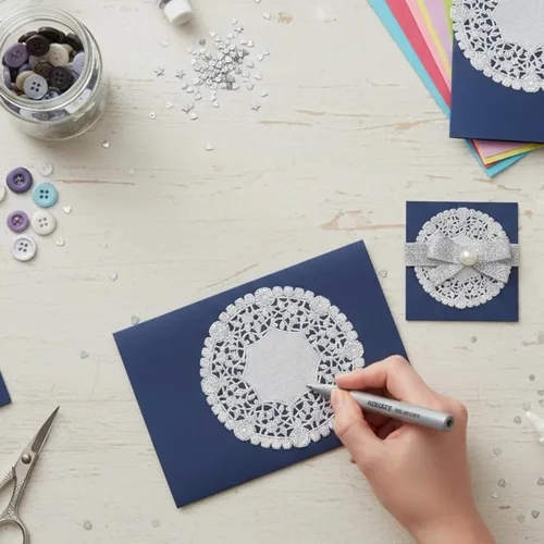 Miniatura 7 de Doilies de encaje de papel de aluminio plateado de 6 pulgadas, decoración redonda desechable en relieve para bodas, fiestas de té, postres