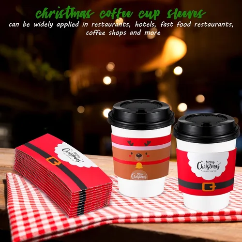 Miniatura 7 de Remerry Paquete de 125 fundas de papel desechables para tazas de café de invierno, Navidad, Papá Noel, té, chocolate caliente, cacao, para tazas