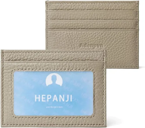 Cartera de tarjeta de crédito de cuero genuino, billetera minimalista, inserciones de billetera delgada, 003, Estuche para tarjetas de crédito