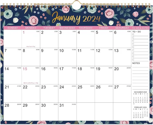 Calendario 2024 – Calendario de pared 2024, calendario mensual de 12 meses de enero de 2024 a diciembre de 2024, 14.8 x 11.4 pulgadas, calendario
