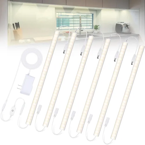 Miniatura 11 de JUSJUBR Iluminación enchufable para debajo del gabinete, 2 luces regulables de armario de 12 pulgadas, barra de luz LED USB enlazable de 6000 K