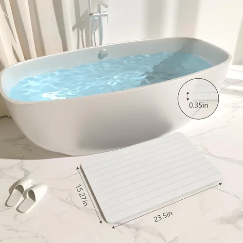 Miniatura 2 de YEECOPON Tapete de baño de piedra de tierra de diatomeas, antideslizante, súper absorbente, tapete de baño para baño, secado rápido, piedra
