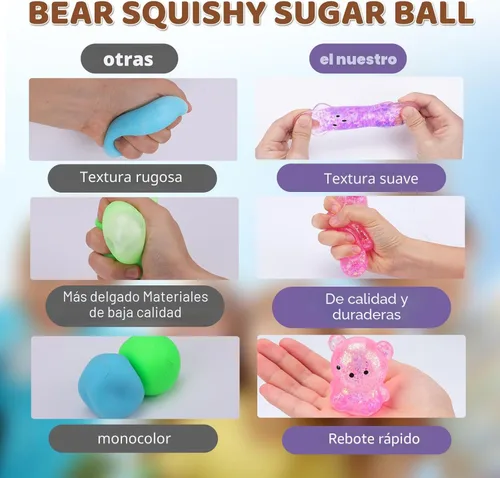 Miniatura 3 de 12Pack Juguetes de Apretar Esponjosos, Linda Pelota de Oso para Apretar, Bolas de Estrés para Alivio del Estrés, Juguetes para Tirar y Estirar