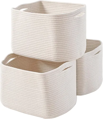 ICERZCZ Cestas de almacenamiento para organizar estantes, cubos de cuerda de algodón tejida para organización del cuarto del bebé, organizador de