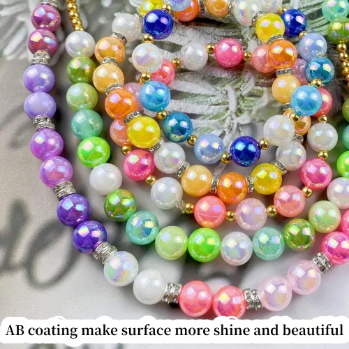 Miniatura 5 de 300 cuentas de perlas para manualidades de 0.315 pulgadas (0.315 in), cuentas redondas sueltas de perlas para collares, pulseras, aretes, blanco AB