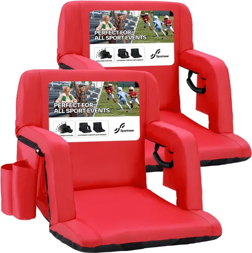 Miniatura 10 de Sportneer - Asientos de estadio para gradas con respaldo, asiento de estadio reclinable y portátil con un grueso cojín acolchado, con respaldo