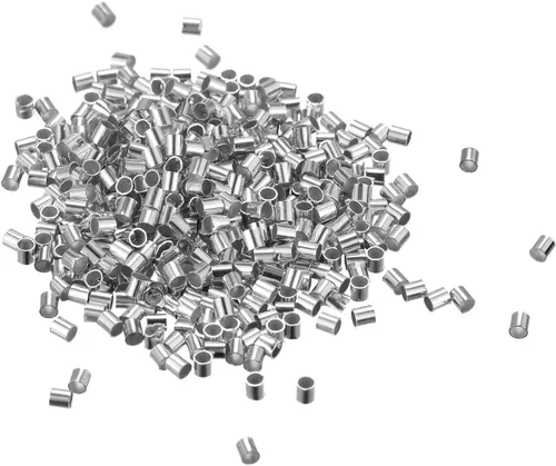 Miniatura 9 de uxcell 500 cuentas de tubo de engarzado, tubo de latón de 0.069 x 0.069 pulgadas, cuentas espaciadoras de extremo de engarzado, pequeños topes
