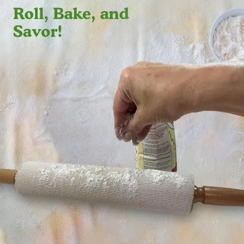 Miniatura 5 de Regency Wraps Cubierta de rodillo para enrollar masa antiadherente, 100% algodón absorbe el exceso de harina para que los pasteles salgan ligeros
