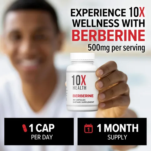 Miniatura 6 de 10X Health Suplemento de berberina de 500 mg – Contiene suplemento de dihidroberberina para una mejor absorción – Apoya los suplementos de salud