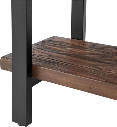 Miniatura 13 de Alaterre Furniture Pomona - Mesa auxiliar de madera maciza de 2 niveles con acabado natural y patas de metal, decoración moderna de granja