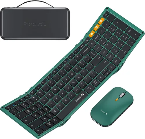 Miniatura 14 de ProtoArc XKM01 - Teclado y mouse plegables, combo de mouse inalámbrico plegable de tamaño completo para viajes de negocios, una suite de oficina Azul
