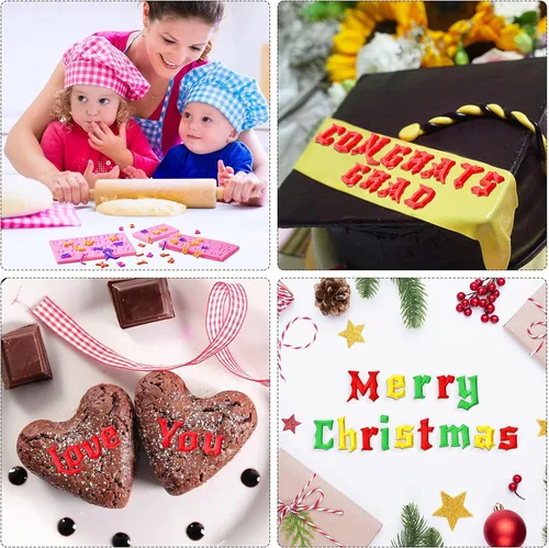 Miniatura 3 de Geiserailie - 4 moldes de letras góticas y números para chocolate, moldes de silicona 3D para decoración de pasteles, dulces, recompensas de regreso