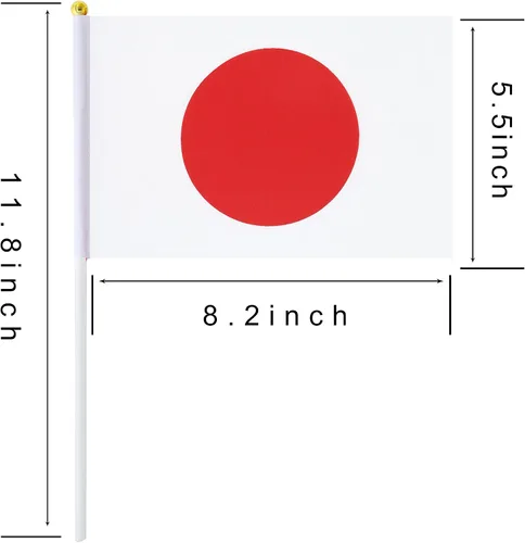 Miniatura 2 de Paquete de 25 banderas nacionales pequeñas de mano pequeñas japonesas japonesas con parte superior redonda, suministros de decoración de fiesta