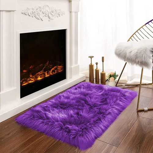 Miniatura 92 de Latepis - Tapete rectangular de piel sintética tipo lana de oveja suave, esponjosa y lavable para sala de estar, dormitorio, sala de juegos o Blanco
