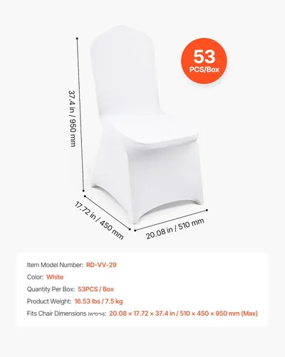 Miniatura 156 de VEVOR 150 fundas blancas para sillas de poliéster y elastano, fundas elásticas para bodas, fiestas, comedor, banquetes, sin pinzas, 150