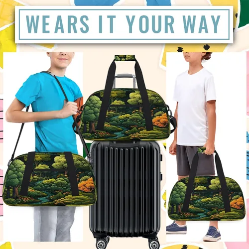 Miniatura 6 de Travel Duffle Bag, Waterproof Weekender Overnight Bags for Women Men Forest Lightweight Carry on Duffle Gym Bag for Travel, Sports, Fitness, Workout