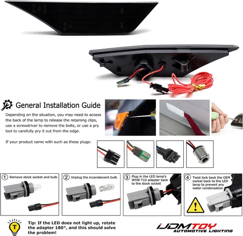 Miniatura 6 de iJDMTOY Kit de luz de marcador frontal LED blanco con lente ahumada, compatible con Honda Civic 2016-2021, alimentado por LED 90-SMD, reemplaza