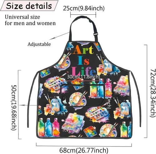 Miniatura 2 de JXGZSO Delantal de pintor para artistas, regalo para amantes del arte, pintor, regalo para artistas, delantal impermeable con bolsillo