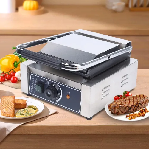 Miniatura 3 de Sandwichera de acero inoxidable con revestimiento de esmalte, parrilla eléctrica de prensa Panini de 1800 W, máquina de prensado de sándwich gourmet