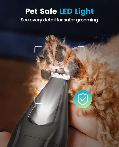 Miniatura 2 de Cortaúñas para perros con luz LED oneisall, kit de aseo para perros inalámbrico 2 en 1, cortaúñas para mascotas de 2000mAh, recortador de patas