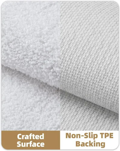 Miniatura 4 de Color&Geometry Alfombra de baño blanca, alfombra de baño antideslizante de 24 x 43 pulgadas, absorbente, suave, lavable, alfombra de baño de Todo