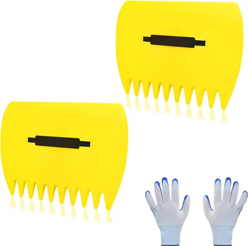 Miniatura 9 de 2 juegos de recogedores de hojas y rastrillo de mano, recogedores de hojas y garras con 2 pares de guantes, recogedor de hojas de plástico ligero