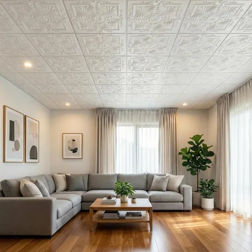 Miniatura 3 de À LA MAISON CEILINGS R14 - Azulejo victoriano de espuma para techo (384 pies cuadrados/caja), paquete de 144, color blanco liso blanco simple