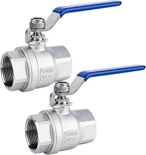 Miniatura 11 de 2 válvulas de bola de acero inoxidable 304, NPT hembra de puerto completo con mango de aislamiento de vinilo azul resistente (2, 1 pulgada)
