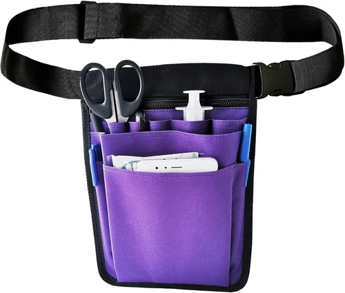 Organizador para enfermeras de utilidad con cinturón Fanny Pack riñonera bolsa de cintura para herramientas de cuidado de tijeras médicas (púrpura)