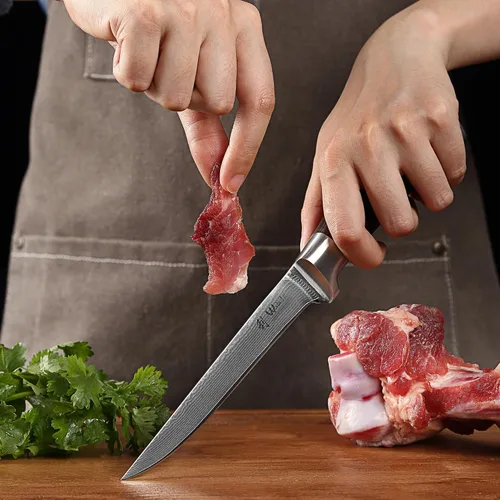 Miniatura 3 de Wakoli EDIB - Cuchillo deshuesador de damasco, hoja de precisión de 5.7 pulgadas, cuchillo de cocina profesional con núcleo VG10, mango ergonómico