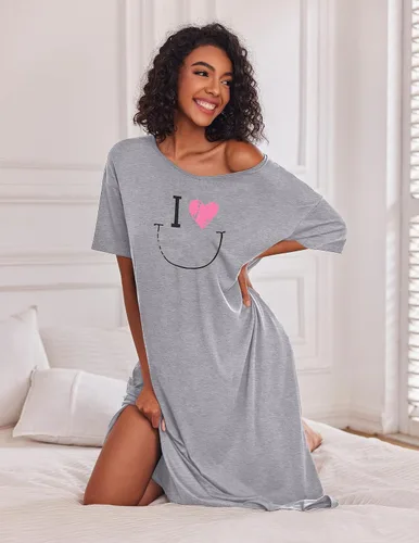 Miniatura 3 de Ekouaer Camisones largos para mujer, cuello redondo, ropa de dormir, ropa de dormir