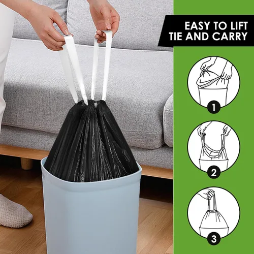 Miniatura 17 de Bolsas de basura de 7 galones, 100 unidades, bolsas de basura con cordón resistentes de Teivio, bolsas para papeleras de baño, bolsas de plástico