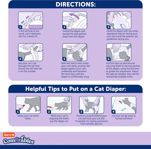 Miniatura 6 de Hartz Comfitables - Pañales para gatos, talla L, 12 unidades, ajuste cómodo y seguro, fácil de poner
