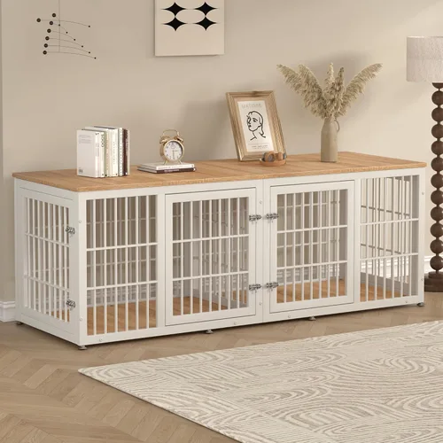 Miniatura 16 de rehomerance Mueble de jaula de perro resistente de 26 pulgadas para perros pequeños, mesa auxiliar decorativa para casa de mascotas, muebles