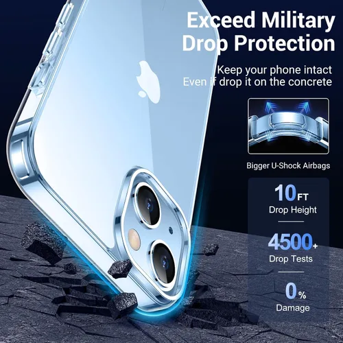 Miniatura 3 de Justcool Funda diseñada para iPhone 14, [transparente no amarillento] con 2 piezas [protector de pantalla de vidrio templado], transparente