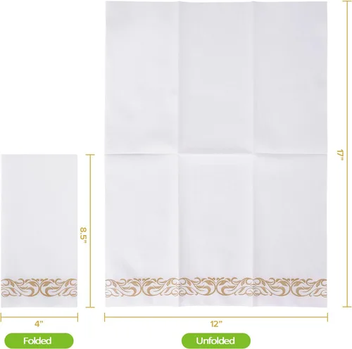 Miniatura 6 de Paquete de 200 toallas desechables para invitados, toallas de mano suaves y desechables, servilletas de baño decorativas para fiestas, cenas, bodas