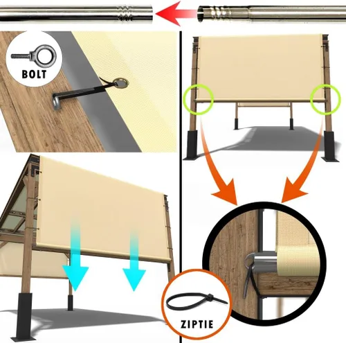 Miniatura 2 de Amgo - Toldo de pérgola impermeable gris UPF50 para sol, 8' de ancho x 20' de largo, cubierta de reemplazo para toldo de sombra para patio al aire
