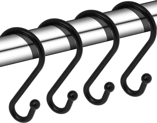 Ganchos de metal para cortina de ducha, juego de 12, anillos para cortina de ducha a prueba de óxido, ganchos duraderos en forma de S para cortinas