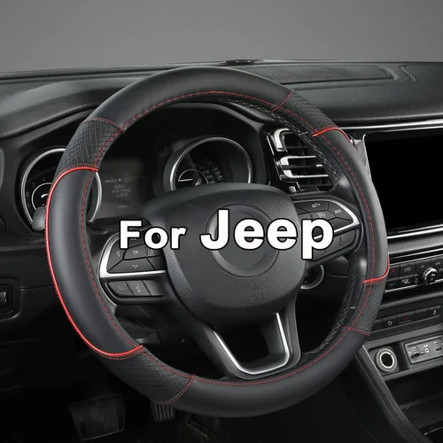 Miniatura 12 de GIANT PANDA Cubierta del volante para Jeep Wrangler, cubierta del volante del coche para Jeep Grand Cherokee y Cherokee - Negro