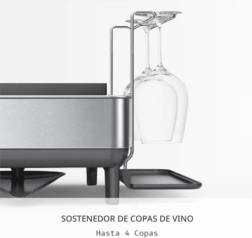 Miniatura 4 de simplehuman Escurreplatos compacto con marco de acero inoxidable, boquilla giratoria de fácil drenaje de 360º, soporte para utensilios