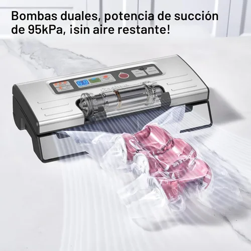 Miniatura 3 de Gasbye Máquina selladora al vacío de precisión de 95 kPa, doble sellado térmico para alimentos secos/húmedos, mango de fácil bloqueo, almacenamiento